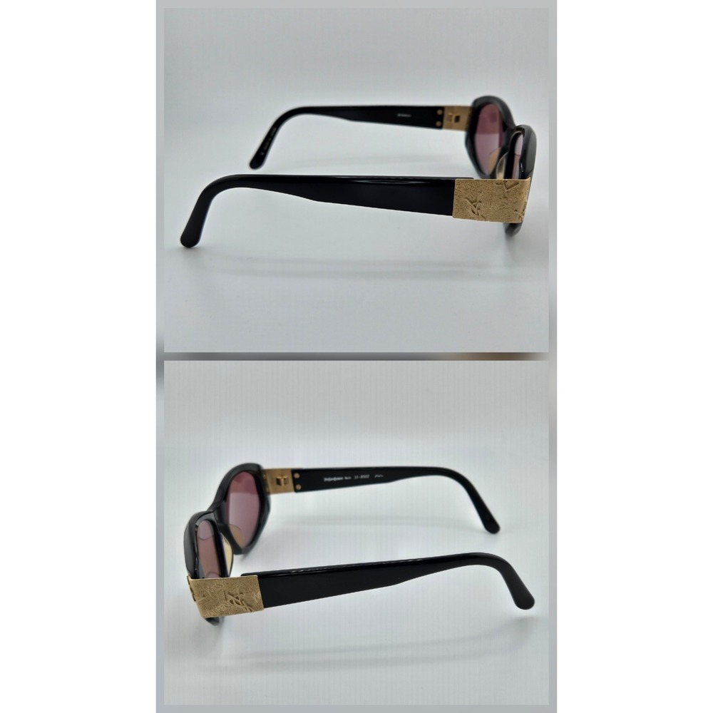 Yves Saint Laurent Vintage Sunglasses Black Gold YSL Logo Made in Japan - Picture 5 of 7
